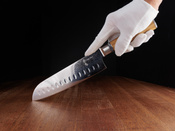 Nóż Santoku Aka Tori ze stali damasceńskiej 7" - Kyoto Olive