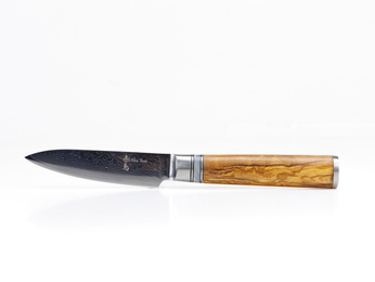 Nóż do obierania Aka Tori ze stali damasceńskiej 3,5" - Kyoto Olive