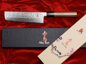 Nóż Nakiri do warzyw Aka Tori ze stali damasceńskiej 7" - Tokyo Hammer