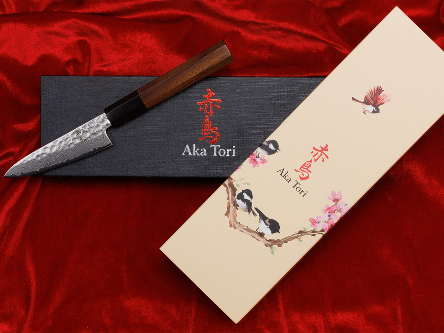 Nóż do obierania Aka Tori ze stali damasceńskiej 3,5" - Tokyo Hammer