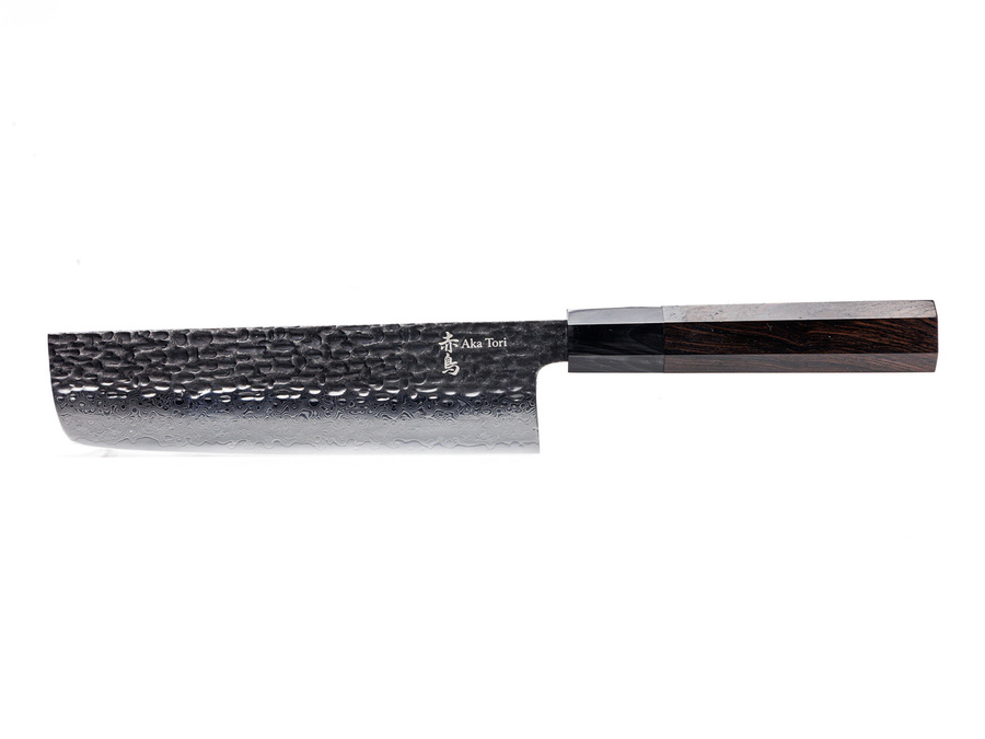 Nóż Nakiri do warzyw Aka Tori ze stali damasceńskiej 7" - Tokyo Black