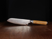 Nóż Santoku Aka Tori ze stali damasceńskiej 5" - Kyoto Olive