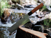 Nóż Nakiri do warzyw Aka Tori ze stali damasceńskiej 7" - Tokyo Hammer