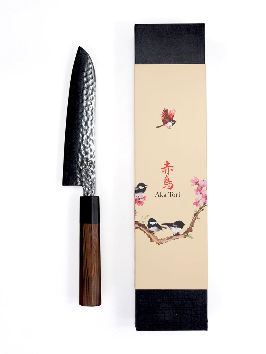 Nóż Santoku Aka Tori ze stali damasceńskiej 7" - Tokyo Hammer