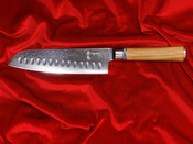 Nóż Santoku Aka Tori ze stali damasceńskiej 7" - Kyoto Olive
