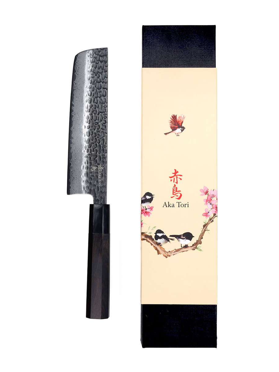 Nóż Nakiri do warzyw Aka Tori ze stali damasceńskiej 7" - Tokyo Black